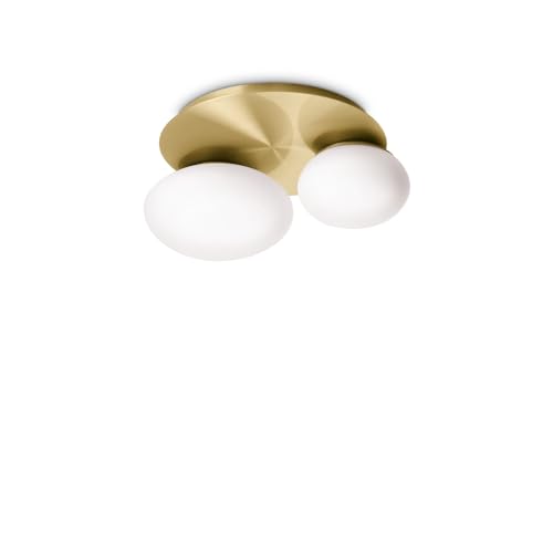 Ideal Lux NINFEA 2-flammige runde DecoratiGlass-Deckenleuchte aus Messing von Ideal Lux