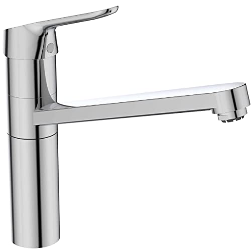 Ideal Standard – Ceraflex Küchenarmatur, Hoch angesetzter Auslauf, mit FirmaFlow Kartusche, Niederdruck, Schwenkbereich 360°, BlueStart, Schnellmontagesystem EasyFix, Chrom von Ideal Standard