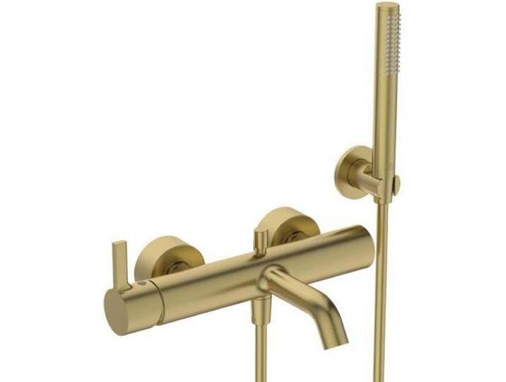 Ideal Standard, Badarmatur, IDS Einhebel-Badearmatur JOY AP, DN 15, mit Brause-Set brushed gold von Ideal-Standard