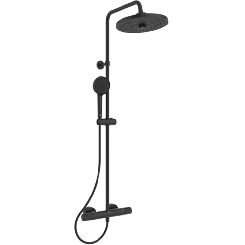 Ideal Standard A7212XG Ceratherm T25+ Duschsystem mit Brausethermostat – Handbrause Ø 10 cm und Kopfbrause Ø 26 cm – Brauseschlauch 175 cm – in Silk Black von Ideal Standard