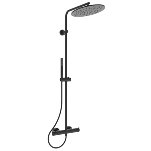 Ideal Standard A7589XG Ceratherm T125 Duschsystem mit Brausethermostat – Stick-Handbrause und Kopfbrause Ø 30 cm – Brauseschlauch 175 cm – in Silk Black von Ideal Standard