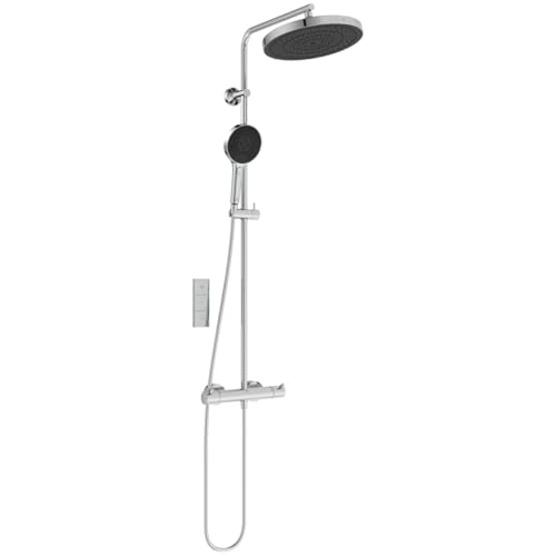 Ideal Standard A7689AA Ceratherm T125+ Duschsystem mit Brausethermostat – mit Handbrause Ø 13 cm und Kopfbrause Ø 30 cm – Brauseschlauch 175 cm – in Chrom von Ideal Standard