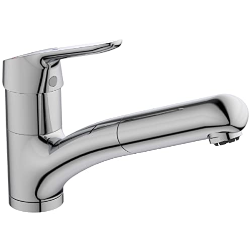 Ideal Standard – Ceraflex Küchenarmatur, Auslaufhöhe 114 mm, mit 1-Funktionshandbrause, FirmaFlow Kartusche, Niederdruck, Schwenkbereich 120°, Schaftverschraubung von unten, Chrom von Ideal Standard