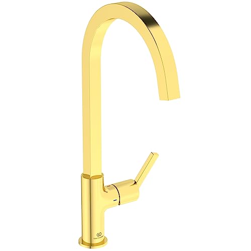 Ideal Standard BD411A2 Gusto Küchenarmatur eckiger Auslauf, Ausladung 204mm, Gold (Brushed Gold) von Ideal Standard