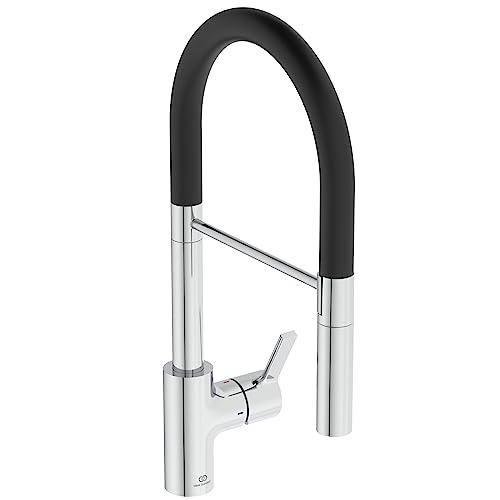Ideal Standard – Gusto Küchenarmatur, Semi-Professional, mit 2-Funktionshandbrause an Silikonschlauch, Schwenkbereich 360°, 6,1 l/min, Schnellmontagesystem EasyFix+, Chrom von Ideal Standard