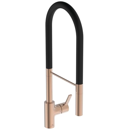 Ideal Standard – Gusto Küchenarmatur, Semi-Professional, mit 2-Funktionshandbrause an Silikonschlauch, Schwenkbereich 360°, 6,3 l/min, Schnellmontagesystem EasyFix+, Sunset Rose von Ideal Standard