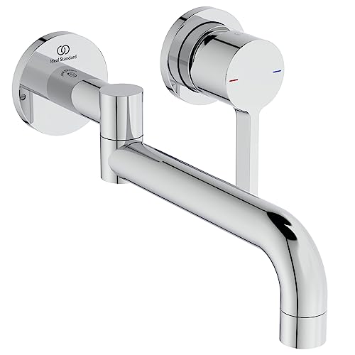 Ideal Standard – Gusto Wand-Küchenarmatur, Ausladung 246 mm, mit FirmaFlow Kartusche, Schwenkbereich 120°, Luftsprudler innenliegend, Unterputz, Chrom von Ideal Standard
