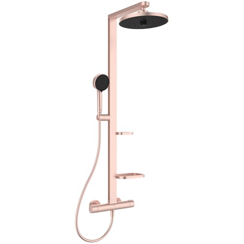 Ideal Standard BD583RO Alu+ Duschsystem mit Ceratherm Brausethermostat – Frei von Blei, Chrom & Nickel – Spa-Regendusche mit 2-Funktionshandbrause in Rosé von Ideal Standard