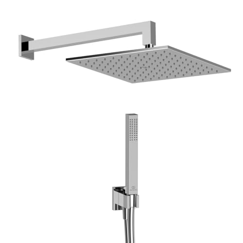 Ideal Standard BD826AA Idealrain Armaturen-Paket Komplett-Set Duschset, Regenbrause Duschbrause Duschkopf Stab-Handbrause, Wassersparend, Chrom von Ideal Standard