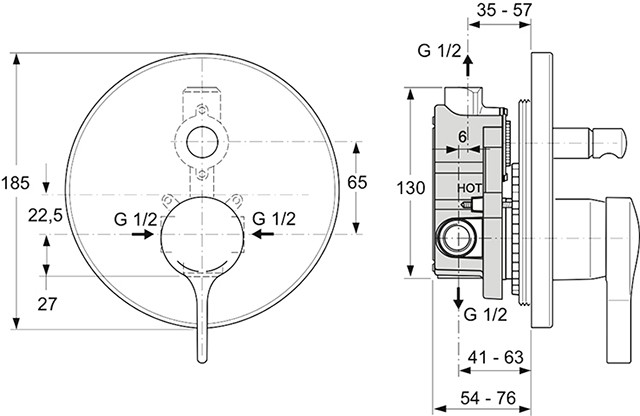 Ideal Standard Badearmatur Unterputz Bausatz 2 Melange chrom A4275AA von Ideal Standard