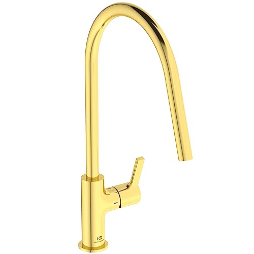 Ideal Standard BD408A2 Gusto Küchenarmatur runder Auslauf, Ausladung 238mm, Gold (Brushed Gold) von Ideal Standard