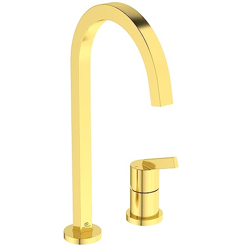 Ideal Standard BD423A2 Gusto 2-Loch-Küchenarmatur eckiger Auslauf, Ausladung 204mm, Gold (Brushed Gold) von Ideal Standard