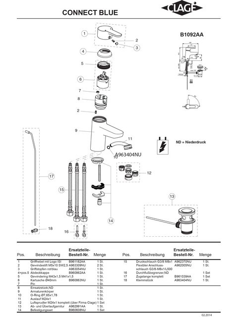 Ideal Standard Hebelgriff D40 CONNECT, B961182AA B961182AA von Ideal Standard