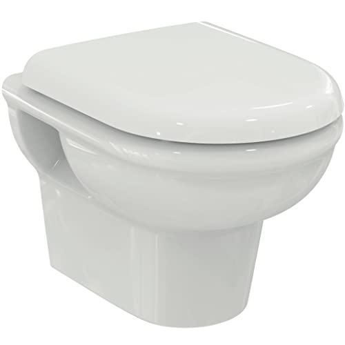 Ideal Standard R051101 WC-Paket Exacto Wandtiefspül-WC ohne Spürand (RimLS+) inkl. WC-Sitz Softclose (Absenkautomatik) Weiß von Ideal Standard