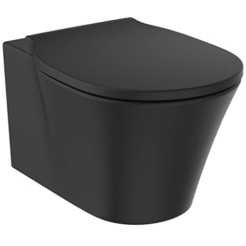 Ideal Standard T5423V3 WC-Paket Connect Air, Wandtiefspül-WC mit innovativer Spültechnologie AquaBlade inkl. WC-Sitz Softclose (Absenkautomatik) Schwarz von Ideal Standard