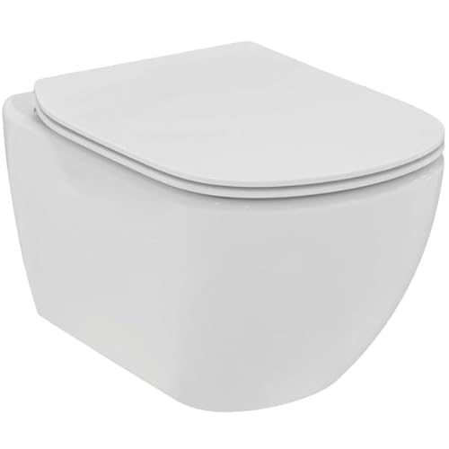 Ideal Standard - Tesi Hängende Toilette komplett mit Soft-Close-WC-Sitz, randloses Water RimLS+, Seidenweiß von Ideal Standard