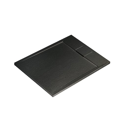 Ideal Standard - Ultra Flat S i.life Rechteckige Duschwanne 100 x 70 aus Kunstharz, Ablaufgarnitur kurze Seite, mattes Finish, Schwarz von Ideal Standard