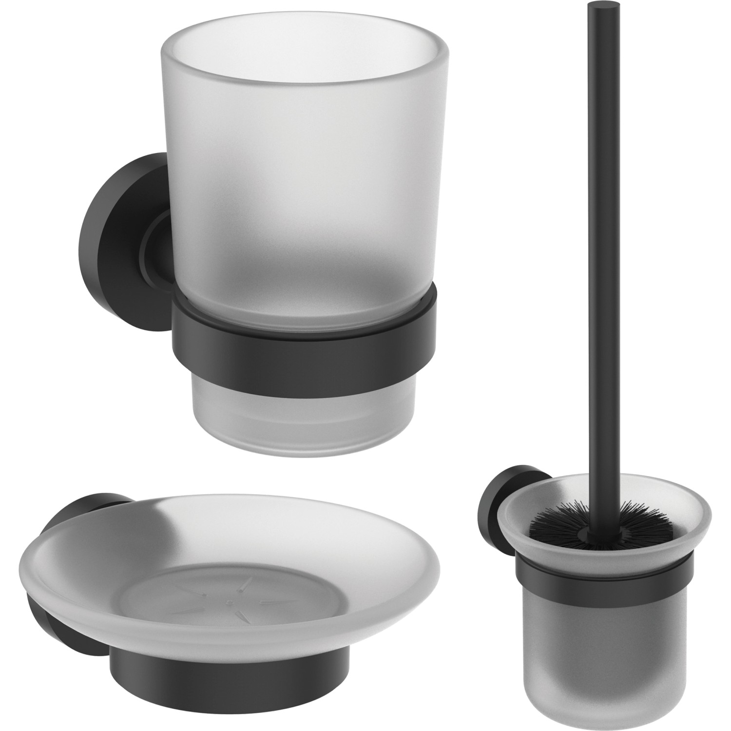 Ideal Standard WC-Bürste Set IOM mit Seifenschale und Becher Silk Black von Ideal Standard