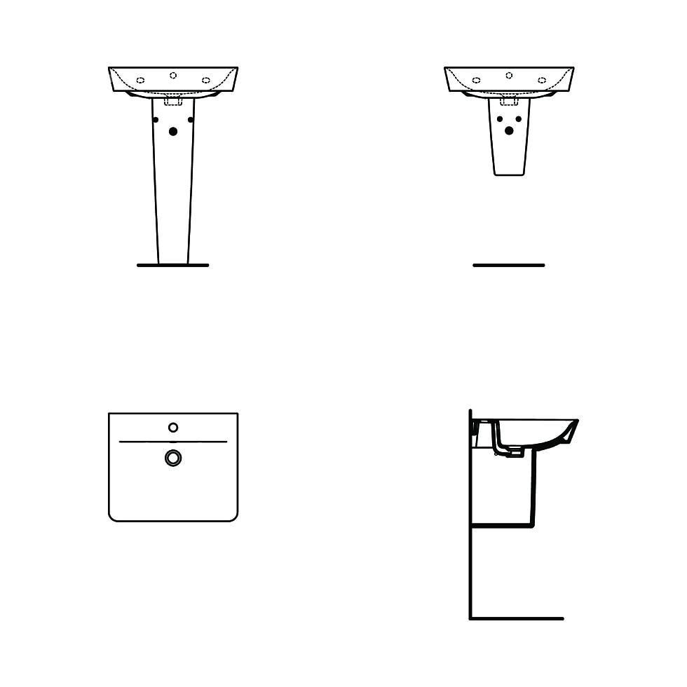 Ideal Standard Waschtisch Connect Air Cube, 1 Hahnloch, mit Überlauf 550x460x160mm, Weiß E029901 von Ideal Standard