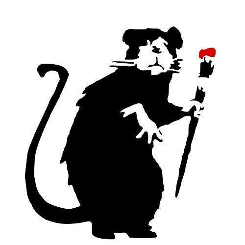 Banksy Ratte Graffiti Schablone - Farben Bürste Ratte/Wiederverwendbar Wohndeko & Kunst Handwerk Malerei Schablone - semi-transparent Schablone, XS/ 11X12CM von Ideal Stencils