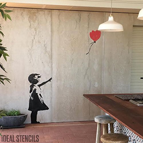 Banksy Ballon Mädchen XL Lebensgröße Wandsticker Wand Schablone - GIRL 112CM HIGH von Ideal Stencils
