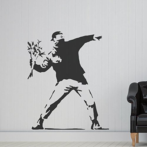 Banksy Blumen Werfer XL Schablone Malen Ihre Wände mit Ihren Eigene Authentisch Banksy Kunst Große Größen für Mehr Visual Impact - 77x93cm von Ideal Stencils