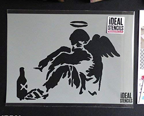 Banksy Fallen Angel Replik Schablone wiederverwendbar & Kunst Handwerk Malerei Schablone - semi-transparent Schablone, L/ 37X49CM von Ideal Stencils