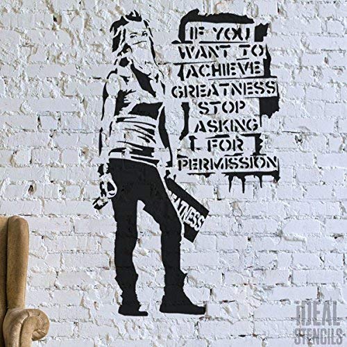 Banksy Graffiti Replik Schablone - " If You Want um zu Erreichen Greatness. " / Hausdekoration Kunst Handwerk/Farbe Wände Stoffe Möbel - semi-transparent Schablone, XL/ 48X78CM von Ideal Stencils