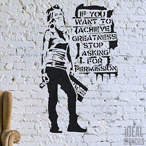 Banksy Graffiti Replik Schablone - " If You Want um zu Erreichen Greatness. " / Hausdekoration Kunst Handwerk/Farbe Wände Stoffe Möbel - semi-transparent Schablone, XXL/ 70X115CM von Ideal Stencils