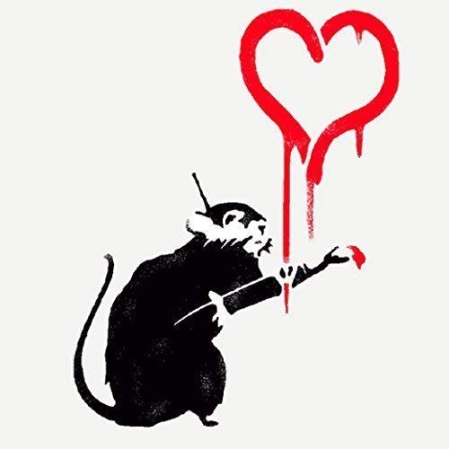 Banksy Ratte Graffiti Schablone - Ratte Malen Herz/Wiederverwendbar Wohndeko & Kunst Handwerk Malerei Schablone - semi-transparent Schablone, S/ 17X22CM von Ideal Stencils