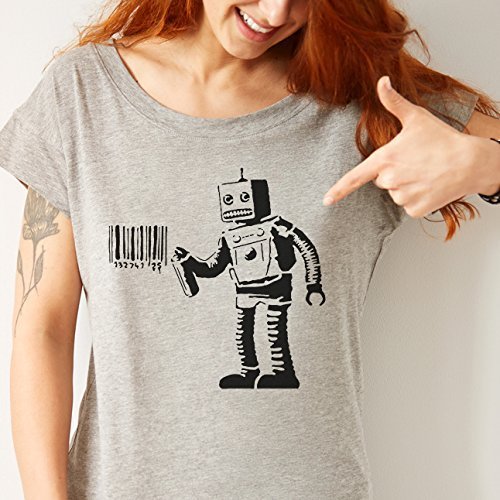 Banksy Roboter Malen Barcode Schablone Wiederverwendbar & Kunst Handwerk Malerei Schablone Malen Wände, Stoffe, Möbel Viele Größe Optionen - semi-transparent Schablone, 77x77cm von Ideal Stencils