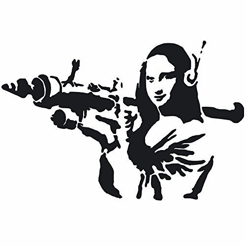 Banksy Schablone - Mona Lisa Bazooka | Wiederverwendbar Wohndeko & Kunst Handwerk Malerei Schablone - halb geschliffen Durchsichtig Schablone, XL/ 52X78CM von Ideal Stencils
