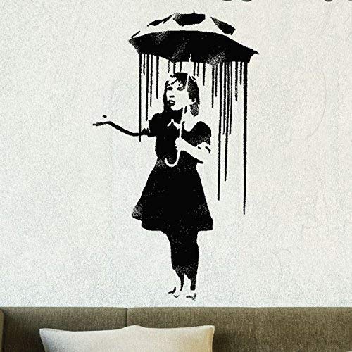 Ideal Stencils Banksy Schablone - NOLA Regenschirm Regen Girl | Wiederverwendbar Wohndeko & Kunst Handwerk Malerei Schablone - semi-transparent Schablone, XXXL/ 68X118CM von Ideal Stencils