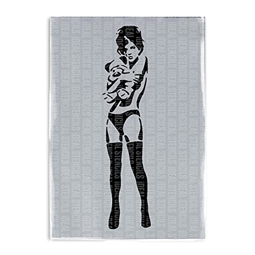 Banksy Schablone für Mädchen, umarmender Teddybär, Heimdekoration, Kunstmalerei, wiederverwendbar, Größe A2, 13 x 54 cm von Ideal Stencils