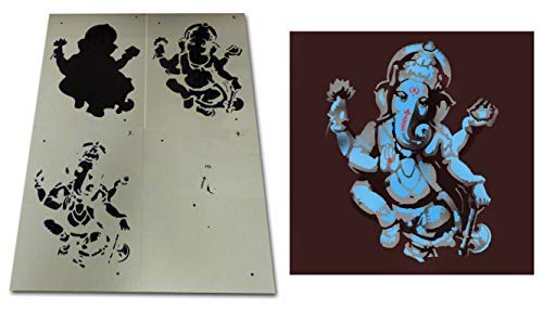 Ganesha Schablone - Mehrlagiger Elephant-Headed God in Hinduismus Schablone Wohndeko Malen Schablonen für Wände, und Möbel - SMALL - 17X22CM von Ideal Stencils