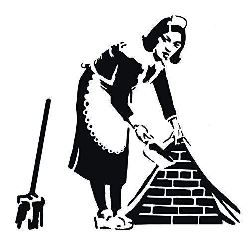 Banksy Schablone - Fegen Maid/Wiederverwendbar Wohndeko & Kunst Handwerk Malerei Schablone - semi-transparent Schablone, XXL/ 77X86CM von Ideal Stencils