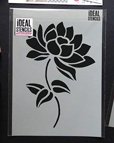 Lotusblüte Schablonen wiederverwendbar Wanddekoration, Kunst & Handwerk Schablone Farbe Wände Stoffe & Möbel - semi-transparent Schablone, L/ 36X54CM von Ideal Stencils