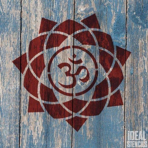 Om Mandala Symbol Schablone | Wiederverwendbar Startseite-Wand-Dekor, Kunst & Handwerk Schablone | Wandfarbe Stoffe & Möbel - semi transparent Schablone, XS/ 11X11CM von Ideal Stencils