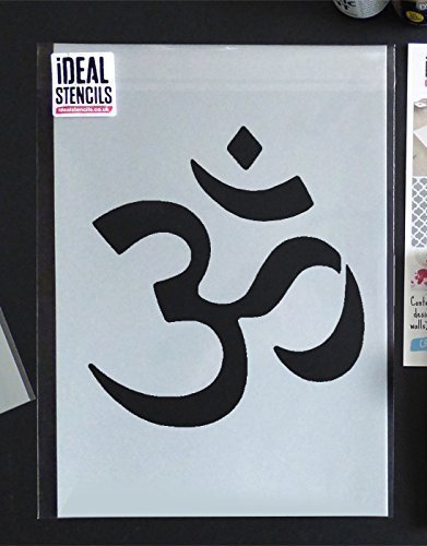 Ideal Stencils Om Symbol Schablone | Buddhistisch Symbol | Wiederverwendbar Startseite-Wand-Dekor, Kunst & Handwerk Schablone | Wandfarbe Stoffe & Möbel - semi transparent Schablone, S/ 17X18.5CM von Ideal Stencils