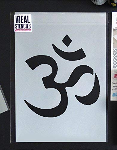 Om Symbol Schablone buddhistisch Symbol wiederverwendbar Heim Wand Dekor , Kunst & Handwerk Schablone Wandfarbe Stoffe & Möbel - semi transparent Schablone, XS. 11X12CM von Ideal Stencils