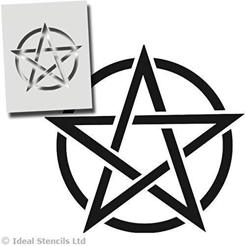 Pentagramm Stern, Pentagram, Hexerei Stern - Halloween Wanddekoration, Kunst Handwerk Malerei Druck - Farbe Wände Stoffe Möbel - Wiederverwendbar Waschbar - M/ 25X25CM von Ideal Stencils