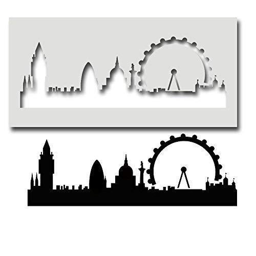 Skyline von London Schablone Design, Dekoration Kunst Handwerk Schablone, wiederverwendbar, Farbe Bespoke Oberflächen auf jeder Oberfläche - semi-transparent Schablone, S/ 9X26CM von Ideal Stencils
