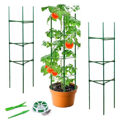 Ideal Swan 3er Set Tomaten Rankhilfe,Pflanzenstütze Rankgitter verstellbare Garten staudenhalter vertikalen Klettern Pflanze unterstützt Stöcke Rahmen für Gemüse Blumen Obst wachsen-120cm von Ideal Swan