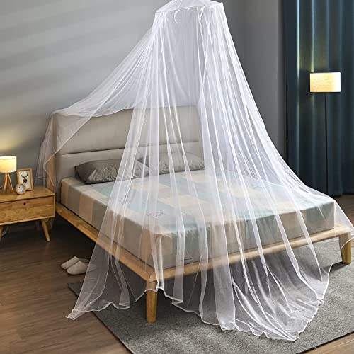 Moskitonetz Bett Doppelbett Aufhängen Moskitonetz für Babybett Einzelbett Weiß Rund Mückennetz Bett für Zuhause, Garten, Balkon, Camping, 11 m x 2,6 m von Ideal Swan