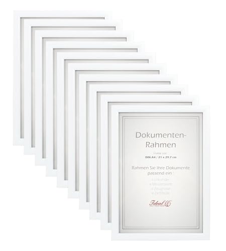 IDEAL TREND 2er 3er 5er 10er Pack Dokument Bilderrahmen 21x29,7 DIN A4 Urkunde Foto Rahmen: Farbe: 10er Pack Weiß von IDEAL TREND