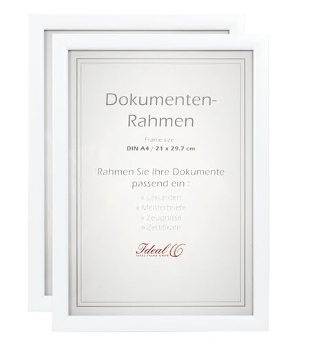 IDEAL TREND 2er 3er 5er 10er Pack Dokument Bilderrahmen 21x29,7 DIN A4 Urkunde Foto Rahmen: Farbe: 2er Pack Weiß von IDEAL TREND