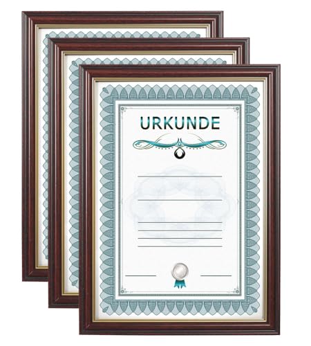 IDEAL TREND 2er 3er 5er 10er Pack Dokument Bilderrahmen 21x29,7 DIN A4 Urkunde Foto Rahmen: Farbe: 3er Pack Mahagoni von IDEAL TREND