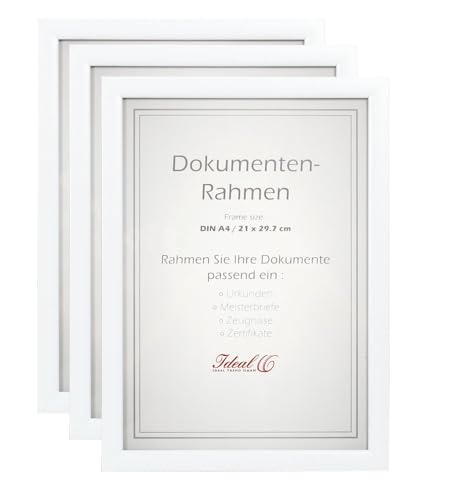 IDEAL TREND 2er 3er 5er 10er Pack Dokument Bilderrahmen 21x29,7 DIN A4 Urkunde Foto Rahmen: Farbe: 3er Pack Weiß IDEAL TREND 2er 3er 5er 10er Pack Dokument Bilderrahmen 21x29,7 DIN A4 Urkunde Foto Rahmen: Farbe: 3er Pack Weiß von IDEAL TREND