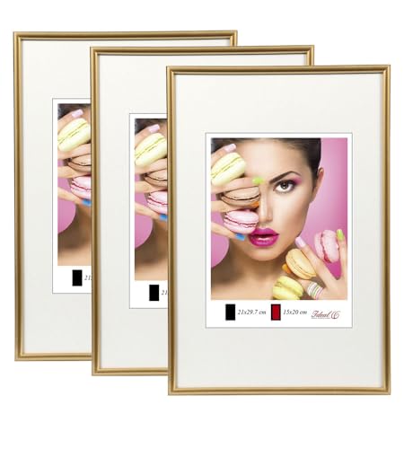 IDEAL TREND 2er 3er 5er Pack Photo Style Set Bilderrahmen Wanddeko Collage Poster Kunststoff Rahmen: Farbe: 3er Pack Gold | Format: 29,7x42 DIN A3 von IDEAL TREND