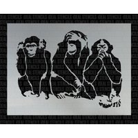 3 Weise Affen Schablone Sehen, Sprechen, Nicht Hören, Böses, Wiederverwendbare Mylar 3 Weise Affen Schablone Sehen, Sprechen, Nicht Hören, Böses, Wiederverwendbare Mylar von IdealStencils